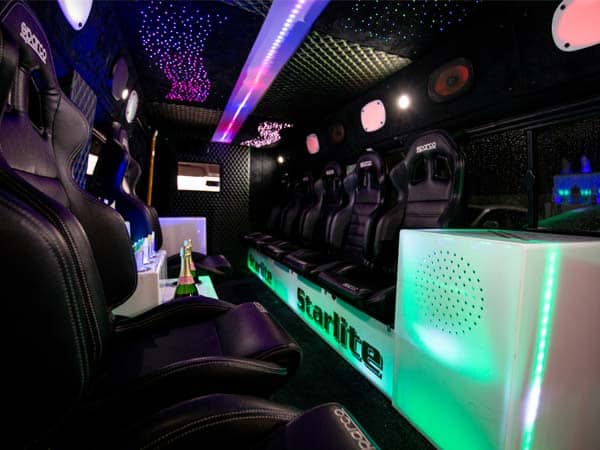 8 Seater Party Bus Hire interior