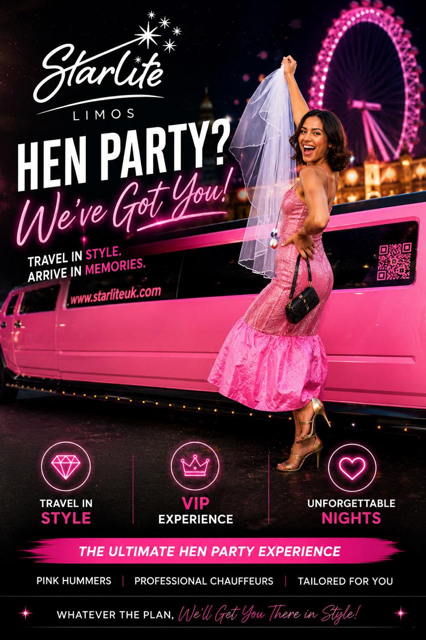 Hen party pink Hummer limo hire with Starlite Limos
